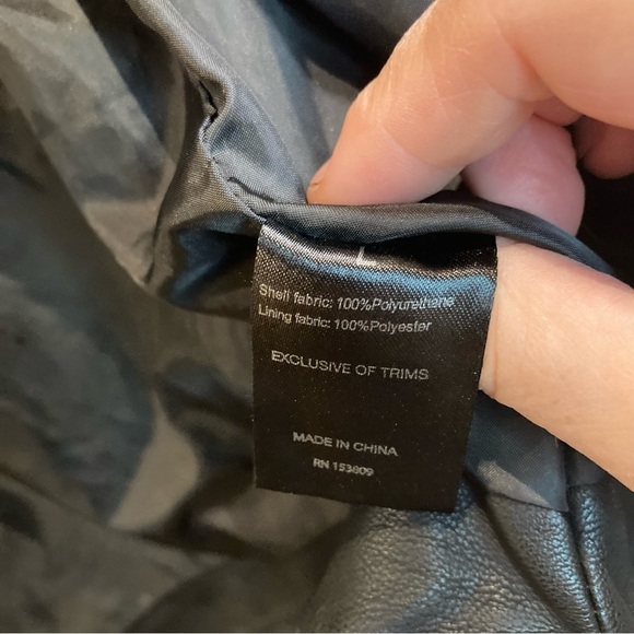 PHILOMENA PETTI Sz L Vegan Leather Quilted Details  Zipper Closure Moto Jacket - Picture 11 of 12